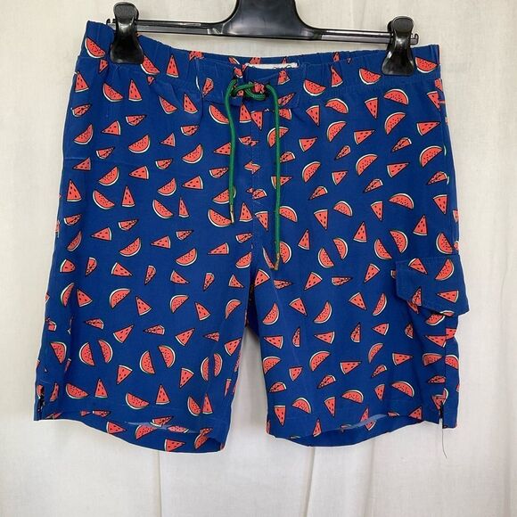 Sovereign Code Men’s Tropical Watermelon Print Blue Red Swim Trunks Size Medium - Picture 3 of 16